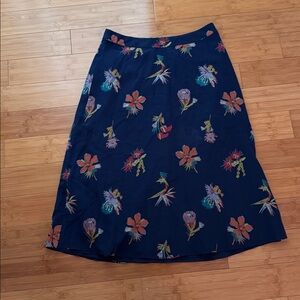 Madewell Dark Blue Skirt with Floral Design
